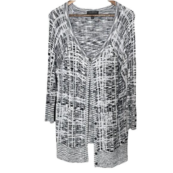 Lane Bryant Cardigan Sweater Women’s Size 18 20 V-Neck Button Up Gray Black Knit - Picture 1 of 10